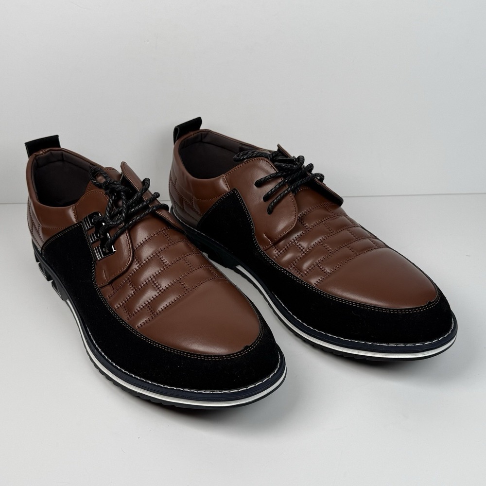 Gatsby Oxford‎ Derby Dress Shoes Brown Black Leather Quilted Men's 15